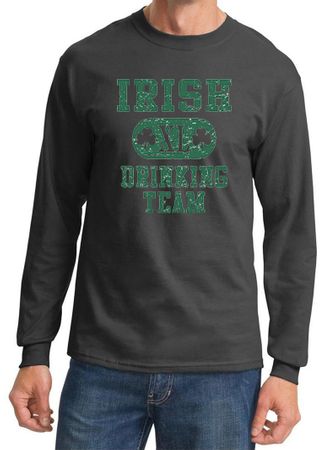 St Patricks Day Mens Shirt Irish Drinking Team Long Sleeve Tee T-Shirt