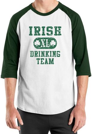 St Patricks Day Mens Shirt Irish Drinking Team Raglan Tee T-Shirt
