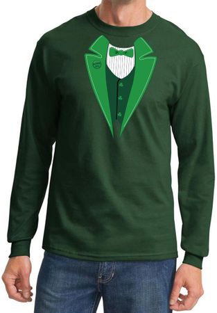 St Patricks Day Mens Shirt Irish Tuxedo Long Sleeve Tee T-Shirt
