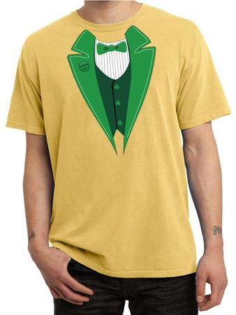 St Patricks Day Mens Shirt Irish Tuxedo Pigment Dyed Tee T-Shirt