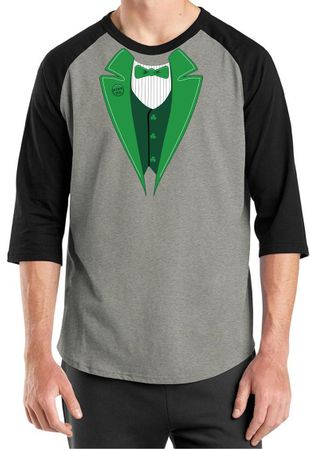 St Patricks Day Mens Shirt Irish Tuxedo Raglan Tee T-Shirt