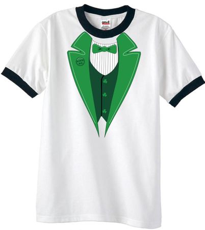 St Patricks Day Mens Shirt Irish Tuxedo Ringer Tee T-Shirt