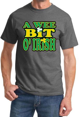 St Patricks Day Mens Shirts A Wee Bit Irish Shamrock Tee T-Shirt