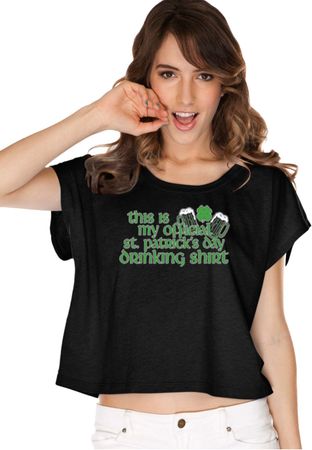 St Patricks Day Official Drinking Shirt Ladies Boxy Tee