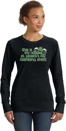 St Patricks Day Official Drinking Shirt Ladies Crewneck Sweatshirt