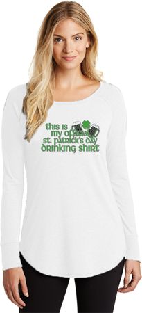 St Patricks Day Official Drinking Shirt Ladies Tri Long Sleeve