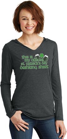 St Patricks Day Official Drinking Shirt Ladies Tri Long Sleeve Hoodie
