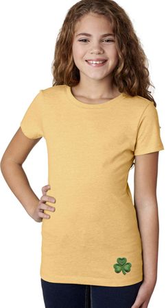 St Patricks Day Shamrock Patch Bottom Print Girls T-shirt