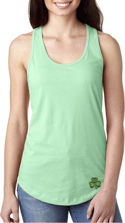 St Patricks Day Shamrock Patch Bottom Print Ladies Ideal Tank Top