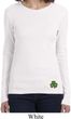 St Patricks Day Shamrock Patch Bottom Print Ladies Long Sleeve