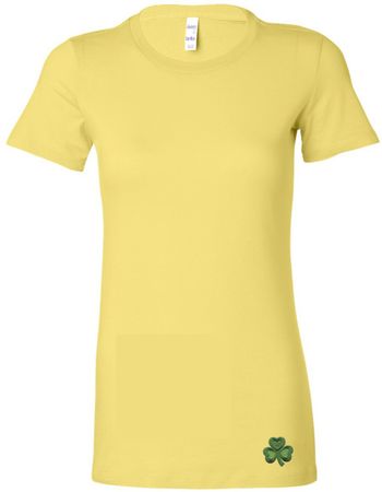 St Patricks Day Shamrock Patch Bottom Print Ladies Longer Length Tee