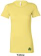 St Patricks Day Shamrock Patch Bottom Print Ladies Longer Length Tee