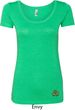 St Patricks Day Shamrock Patch Bottom Print Ladies Scoop Neck