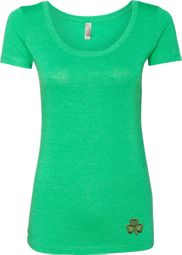 St Patricks Day Shamrock Patch Bottom Print Ladies Scoop Neck St Patricks Day Shamrock Patch Bottom Print Ladies Scoop Neck