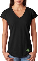St Patricks Day Shamrock Patch Bottom Print Ladies Tri Blend V-neck St Patricks Day Shamrock Patch Bottom Print Ladies Tri Blend V-neck
