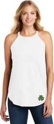 St Patricks Day Shamrock Patch Bottom Print Ladies Tri Rocker Tank Top St Patricks Day Shamrock Patch Bottom Print Ladies Tri Rocker Tank Top