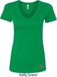 St Patricks Day Shamrock Patch Bottom Print Ladies V-Neck