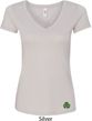 St Patricks Day Shamrock Patch Bottom Print Ladies V-Neck
