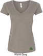 St Patricks Day Shamrock Patch Bottom Print Ladies V-Neck