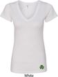 St Patricks Day Shamrock Patch Bottom Print Ladies V-Neck