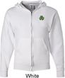 St Patricks Day Shamrock Patch Pocket Print Full Zip Hoodie