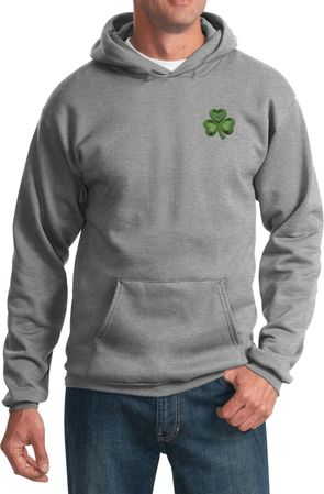 St Patricks Day Shamrock Patch Pocket Print Hoodie