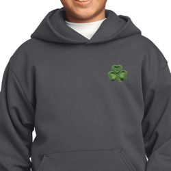 St Patricks Day Shamrock Patch Pocket Print Kids Hoodie