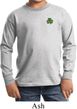 St Patricks Day Shamrock Patch Pocket Print Kids Long Sleeve