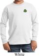 St Patricks Day Shamrock Patch Pocket Print Kids Long Sleeve