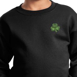 St Patricks Day Shamrock Patch Pocket Print Kids Sweatshirt