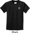 St Patricks Day Shamrock Patch Pocket Print Kids T-shirt