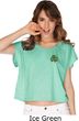 St Patricks Day Shamrock Patch Pocket Print Ladies Boxy Tee