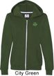 St Patricks Day Shamrock Patch Pocket Print Ladies Full Zip Hoodie