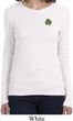 St Patricks Day Shamrock Patch Pocket Print Ladies Long Sleeve