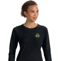 St Patricks Day Shamrock Patch Pocket Print Ladies Sweatshirt