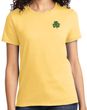 St Patricks Day Shamrock Patch Pocket Print Ladies T-shirt