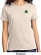 St Patricks Day Shamrock Patch Pocket Print Ladies T-shirt