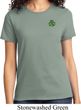 St Patricks Day Shamrock Patch Pocket Print Ladies T-shirt