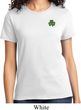 St Patricks Day Shamrock Patch Pocket Print Ladies T-shirt