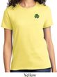 St Patricks Day Shamrock Patch Pocket Print Ladies T-shirt