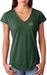 St Patricks Day Shamrock Patch Pocket Print Ladies Tri Blend V-neck