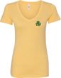St Patricks Day Shamrock Patch Pocket Print Ladies V-neck