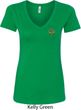 St Patricks Day Shamrock Patch Pocket Print Ladies V-neck