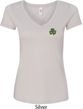 St Patricks Day Shamrock Patch Pocket Print Ladies V-neck
