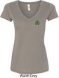 St Patricks Day Shamrock Patch Pocket Print Ladies V-neck