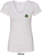 St Patricks Day Shamrock Patch Pocket Print Ladies V-neck