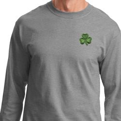 St Patricks Day Shamrock Patch Pocket Print Long Sleeve St Patricks Day Shamrock Patch Pocket Print Long Sleeve