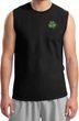 St Patricks Day Shamrock Patch Pocket Print Muscle Shirt