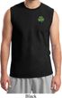 St Patricks Day Shamrock Patch Pocket Print Muscle Shirt