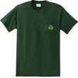 St Patricks Day Shamrock Patch Pocket Print Pocket Tee